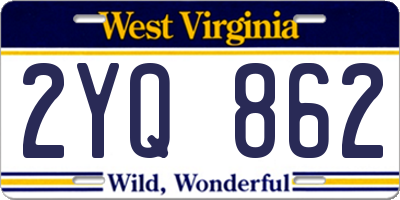WV license plate 2YQ862