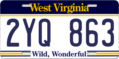 WV license plate 2YQ863