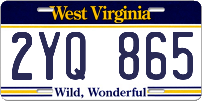 WV license plate 2YQ865