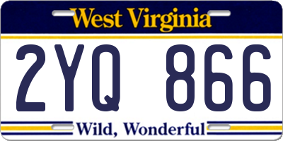WV license plate 2YQ866