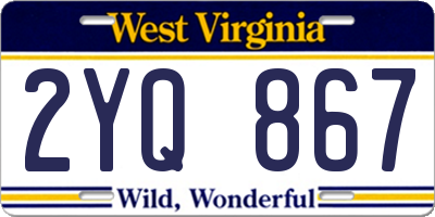 WV license plate 2YQ867