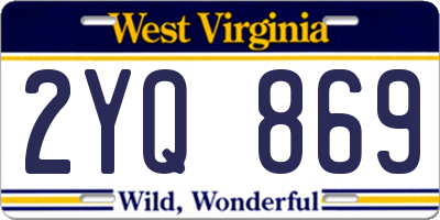 WV license plate 2YQ869