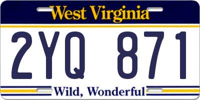 WV license plate 2YQ871