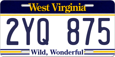 WV license plate 2YQ875