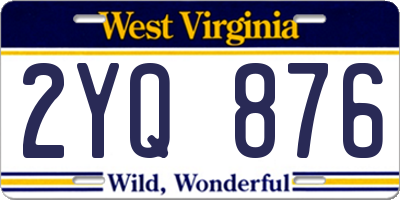 WV license plate 2YQ876