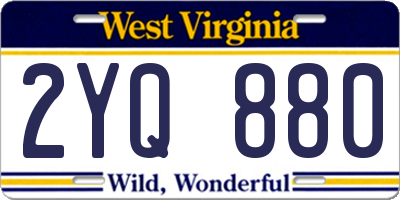WV license plate 2YQ880