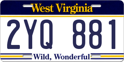 WV license plate 2YQ881