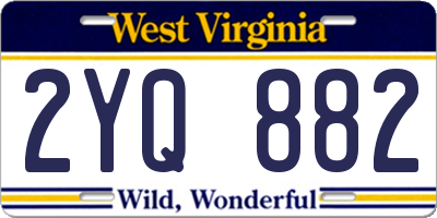 WV license plate 2YQ882