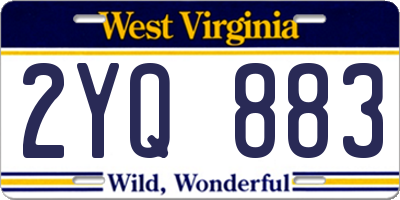 WV license plate 2YQ883