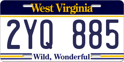 WV license plate 2YQ885