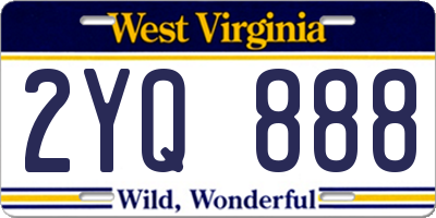 WV license plate 2YQ888