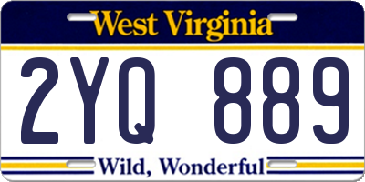 WV license plate 2YQ889
