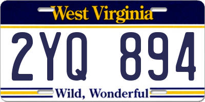 WV license plate 2YQ894
