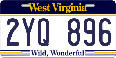 WV license plate 2YQ896