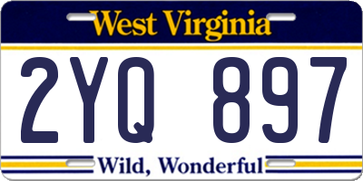 WV license plate 2YQ897