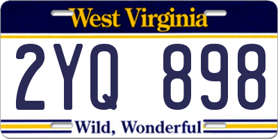 WV license plate 2YQ898