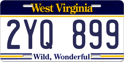 WV license plate 2YQ899