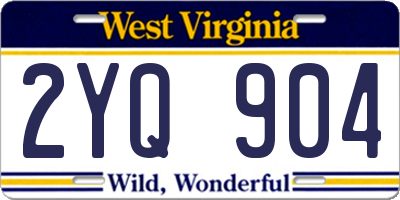 WV license plate 2YQ904
