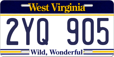 WV license plate 2YQ905