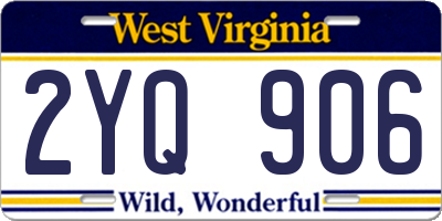 WV license plate 2YQ906