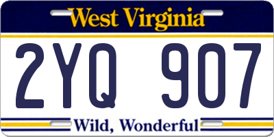 WV license plate 2YQ907