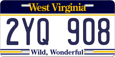 WV license plate 2YQ908