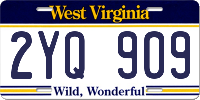 WV license plate 2YQ909