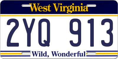 WV license plate 2YQ913