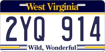 WV license plate 2YQ914