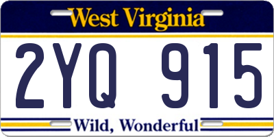 WV license plate 2YQ915