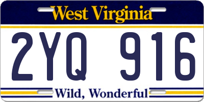 WV license plate 2YQ916