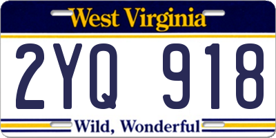 WV license plate 2YQ918