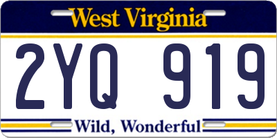 WV license plate 2YQ919
