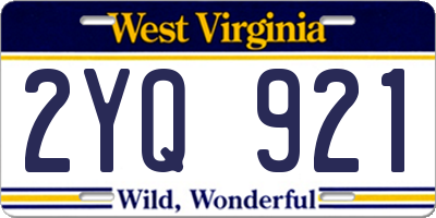 WV license plate 2YQ921