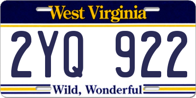 WV license plate 2YQ922