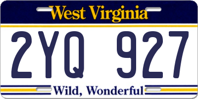 WV license plate 2YQ927