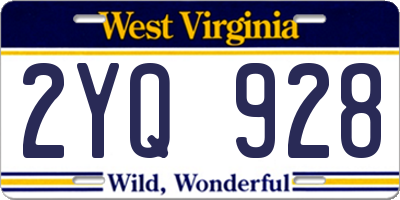 WV license plate 2YQ928