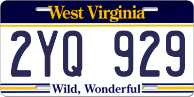 WV license plate 2YQ929