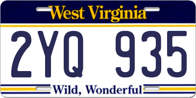 WV license plate 2YQ935