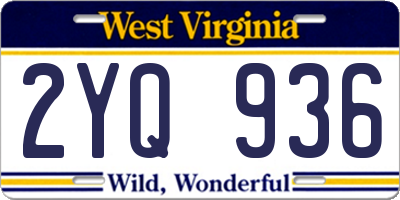 WV license plate 2YQ936
