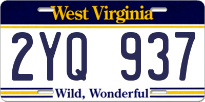 WV license plate 2YQ937