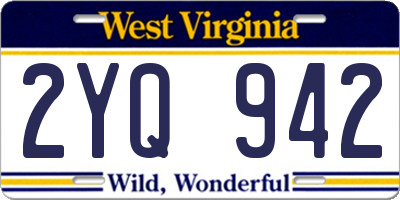 WV license plate 2YQ942