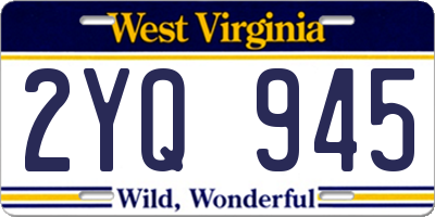 WV license plate 2YQ945