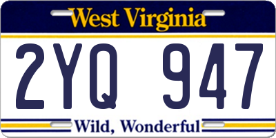 WV license plate 2YQ947