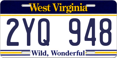 WV license plate 2YQ948