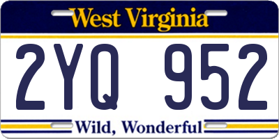 WV license plate 2YQ952