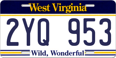 WV license plate 2YQ953