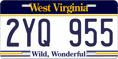 WV license plate 2YQ955