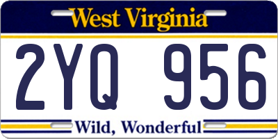WV license plate 2YQ956