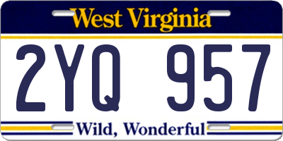 WV license plate 2YQ957